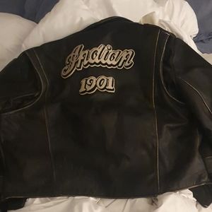 Vintage Indian Motorcycle leather jacket with leat